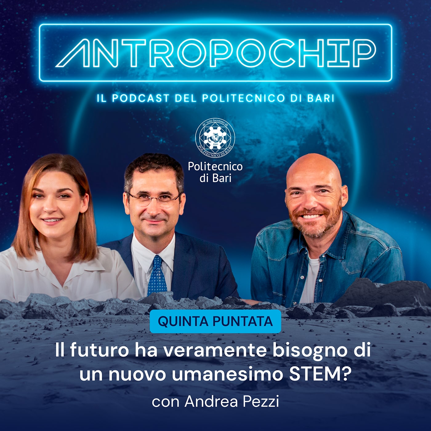Copertina quinta puntata podcast antropochip - Poliba